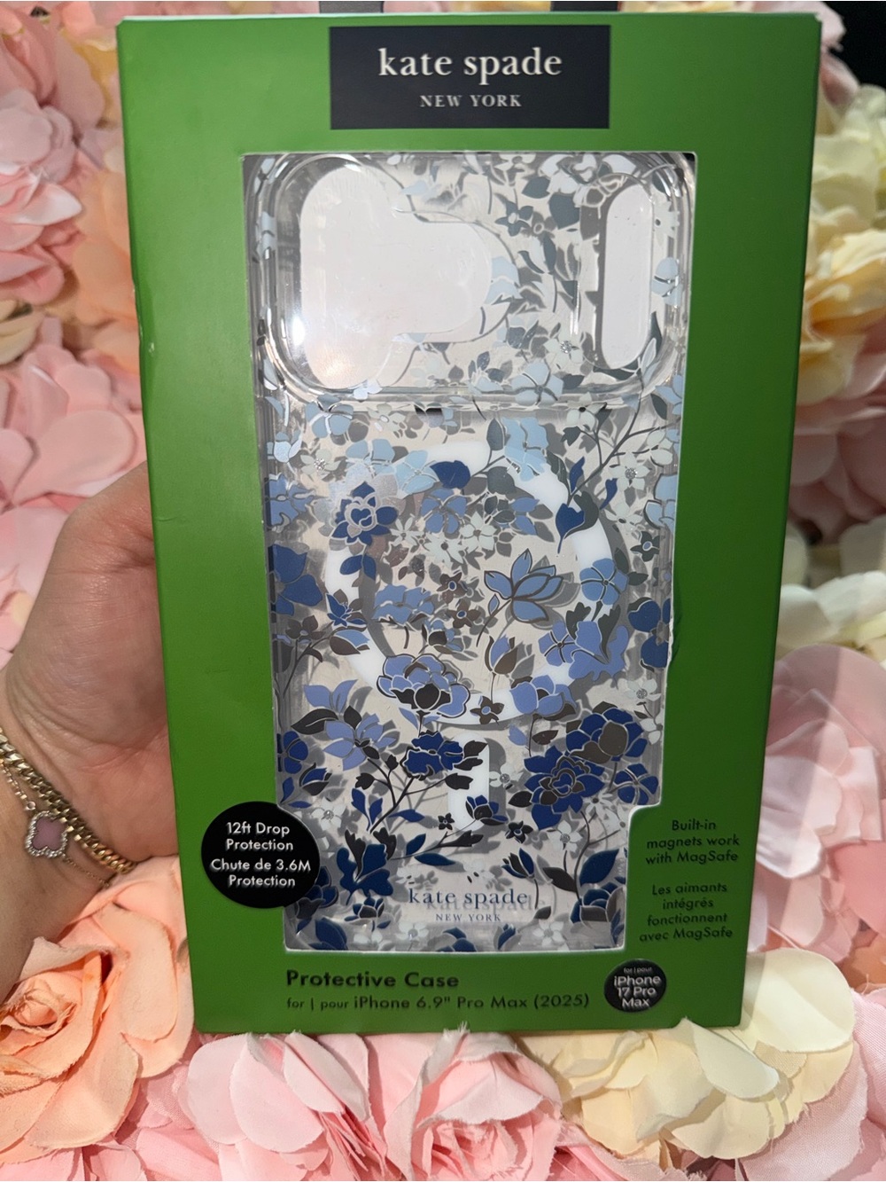 kate spade Blue and White Floral Protective Case for iPhone 15 Pro Max